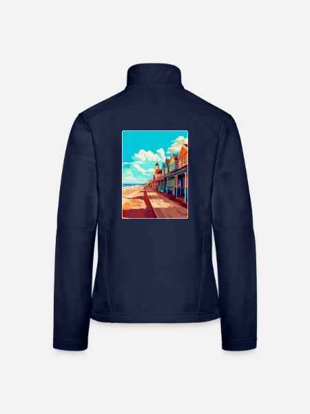 Great Yarmouth England Uk Travel Poster Souvenir - Women's Softshell Jacket - navy - Back
