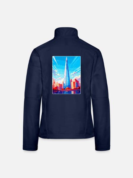 The Shard England Uk Reiseposter Souvenir WPA - Frauen Softshelljacke - Navy - Hinten