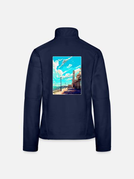 Brighton England Uk Vintage Reise Poster Souvenir - Frauen Softshelljacke - Navy - Hinten