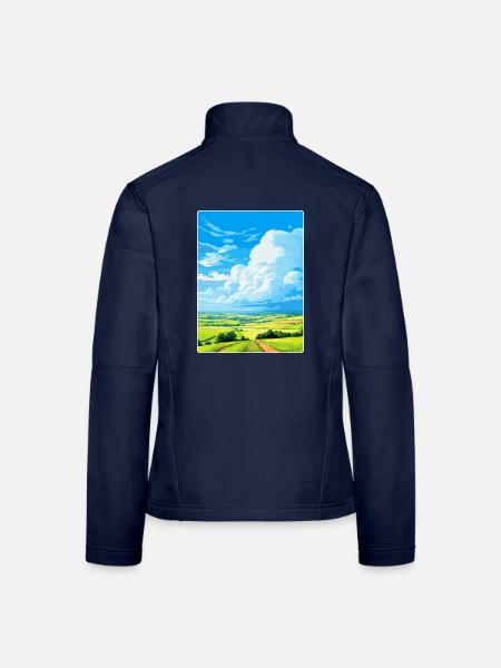 South Downs Vintage Voyage Poster Souvenir WPA - Veste en tissu softshell Femme - bleu marine - Dos
