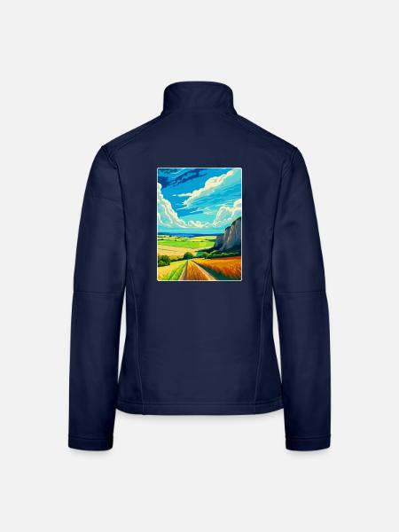 South Downs Nationalpark Reiseplakat Souvenir - Frauen Softshelljacke - Navy - Hinten