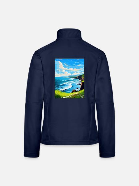 North Coast 500 Scotland Uk Vintage Travel Poster - Women's Softshell Jacket - navy