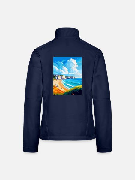 Dover England Uk Vintage Reiseplakat Souvenir - Frauen Softshelljacke - Navy - Hinten