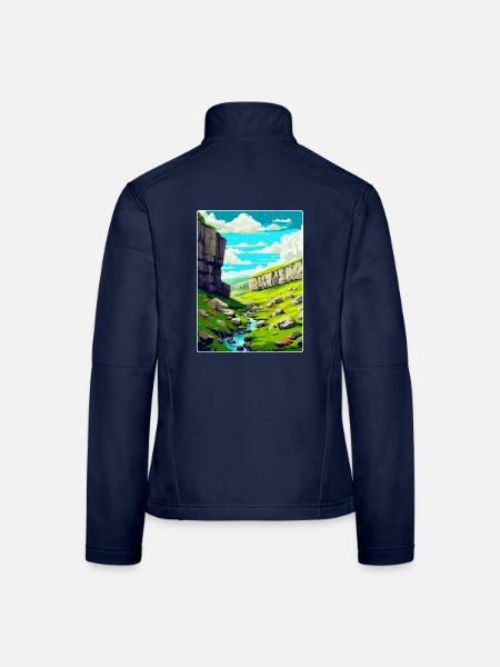 Malham Cove England Uk Vintage Reiseposter WPA - Frauen Softshelljacke - Navy - Hinten