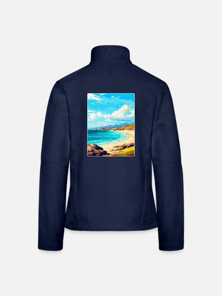 Isle Of Harris Scotland Uk Vintage Travel Poster - Women's Softshell Jacket - navy - Back