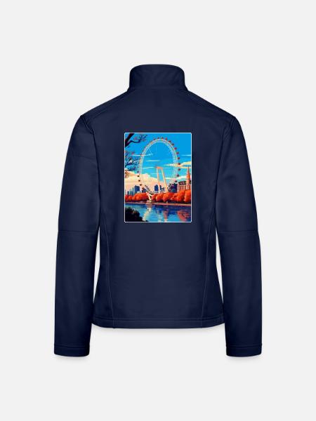 London Eye Angleterre Royaume-Uni Affiche de voyage vintage WPA - Veste en tissu softshell Femme - bleu marine - Dos