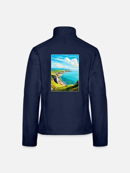 Great Orme Wales Uk Vintage Travel Poster Souvenir - Women's Softshell Jacket - navy - Back