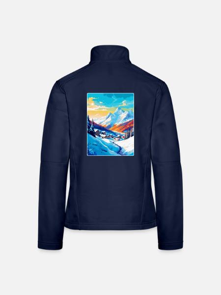 Les Arcs France Affiche de voyage vintage Souvenir WPA - Veste en tissu softshell Femme - bleu marine - Dos