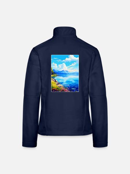 Lac du Bourget France Affiche de voyage vintage souvenir - Veste en tissu softshell Femme - bleu marine