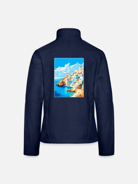Karpathos Grèce Affiche de voyage vintage souvenir - Veste en tissu softshell Femme - bleu marine - Dos