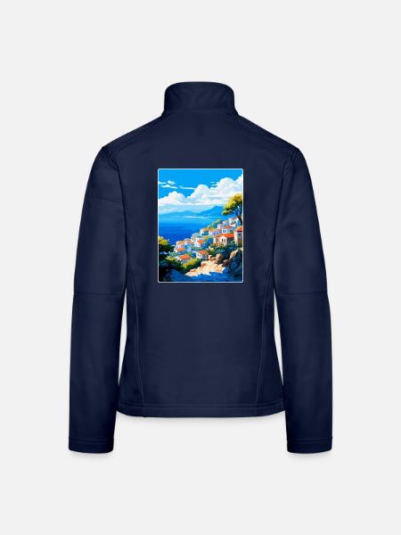 Hydra Greece Vintage Travel Poster WPA Souvenir - Women's Softshell Jacket - navy - Back