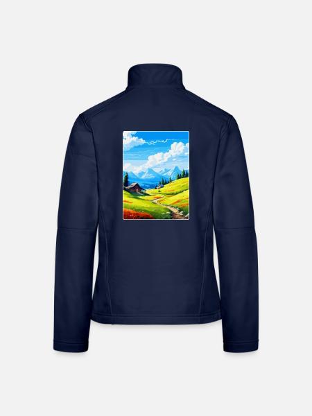 Velika Planina Slowenien Vintage Reiseposter WPA - Frauen Softshelljacke - Navy - Hinten