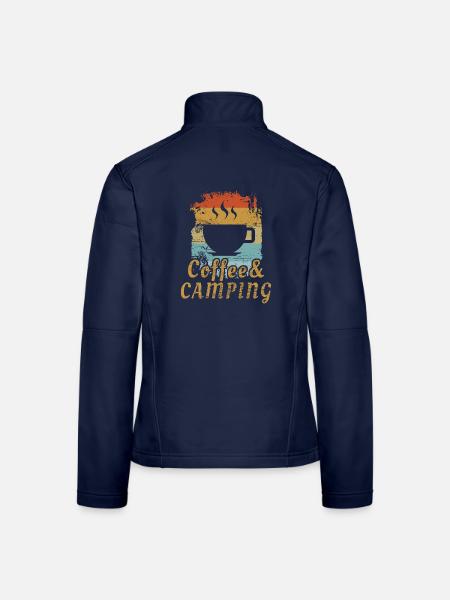 Camping und Kaffee - Frauen Softshelljacke - Navy - Hinten