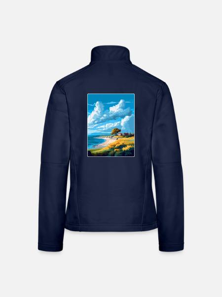 Gotland Schweden Vintage Reiseplakat Souvenir WPA - Frauen Softshelljacke - Navy - Hinten