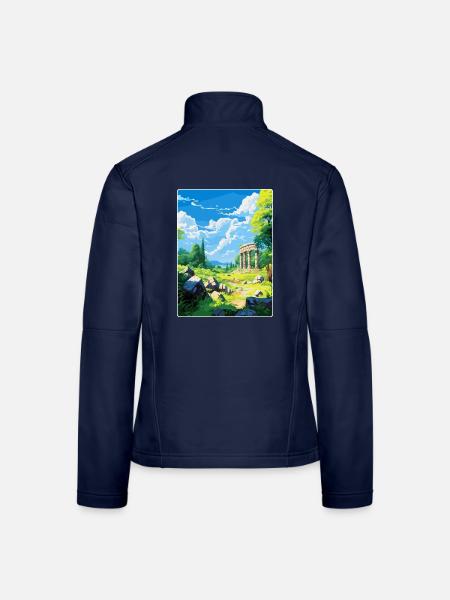 Affiche de voyage vintage de la Grèce antique Olympi WPA - Veste en tissu softshell Femme - bleu marine - Dos