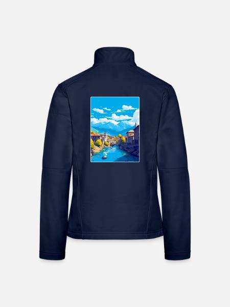 Sarajevo Bosnien Herzegowina Vintage Reiseposter - Frauen Softshelljacke - Navy - Hinten