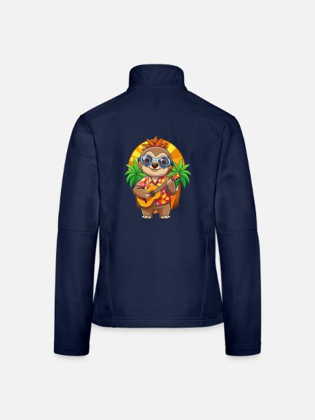 Lustige Faultier Sommer Strand Sonnenbrille Hawaiianisch - Frauen Softshelljacke - Navy - Hinten
