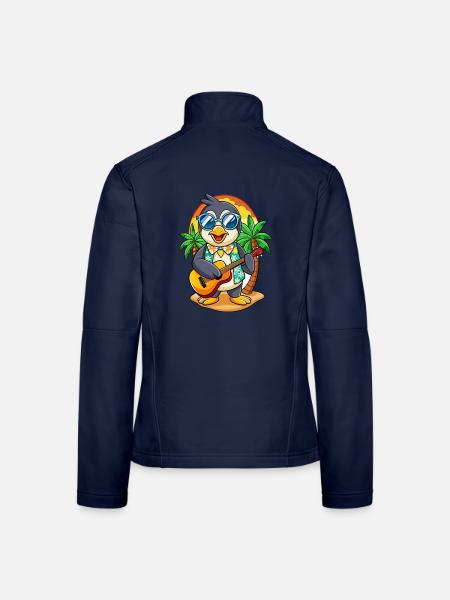 Lustige Pinguin Sommer Strand Sonnenbrille Hawaiianisch - Frauen Softshelljacke - Navy - Hinten