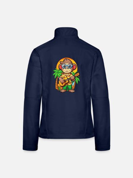 Lustige Affe Cartoon Sommer Strand Sonnenbrille - Frauen Softshelljacke - Navy - Hinten