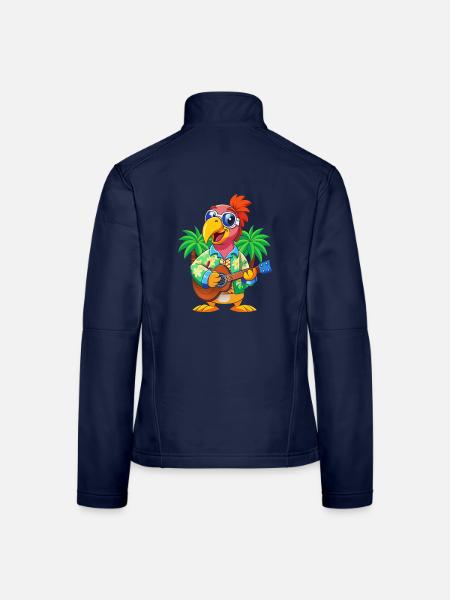 Lustige Papageien-Cartoon-Sommer-Strand-Sonnenbrille - Frauen Softshelljacke - Navy - Hinten