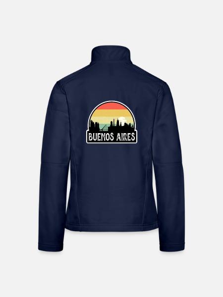 Buenos Aires Argentinien-Flagge Skyline Reisen Souveni - Frauen Softshelljacke - Navy - Hinten