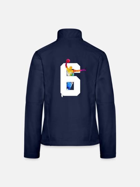 NUMBER 6 BASKETBALL 6TH BIRTHDAY - Women's Softshell Jacket - navy - Back