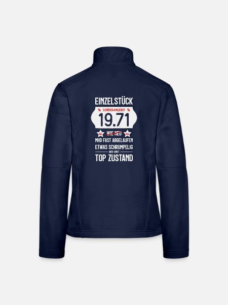55. GEBURTSTAG 1971 EINZELSTÜCK PREISSCHILD - Frauen Softshelljacke - Navy - Hinten