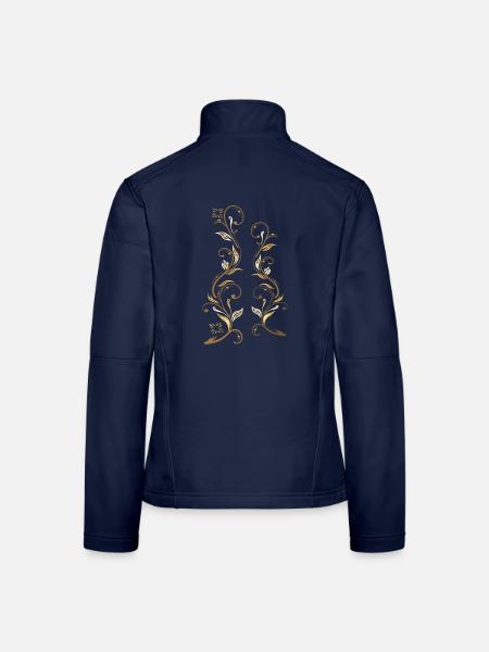 Blumenranken - Frauen Softshelljacke - Navy - Hinten