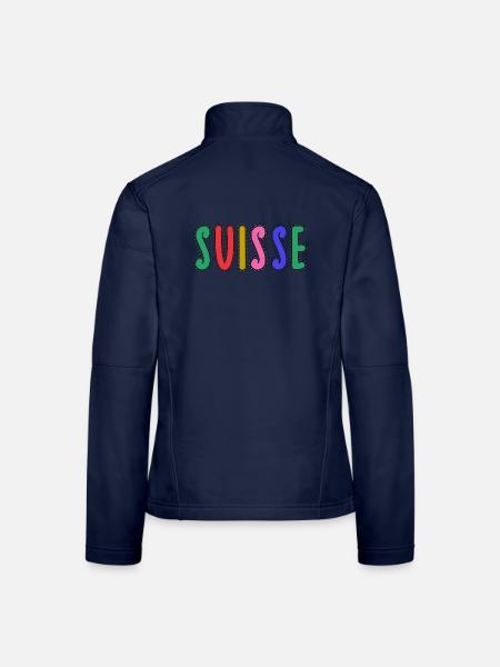 SUISSE. PAYS. GENEVE - Veste en tissu softshell Femme - bleu marine - Dos