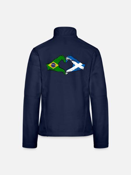 Brésil Ecosse drapeau mains forme de coeur utilisé - Veste en tissu softshell Femme - bleu marine - Dos