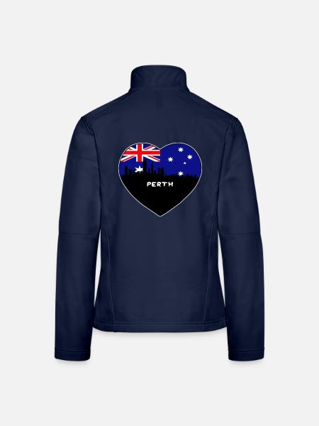 Perth Australien Flagge Skyline Reise Souvenir - Frauen Softshelljacke - Navy - Hinten