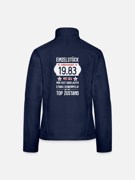 43. GEBURTSTAG 1983 EINZELSTÜCK PREISSCHILD - Frauen Softshelljacke - Navy - Hinten