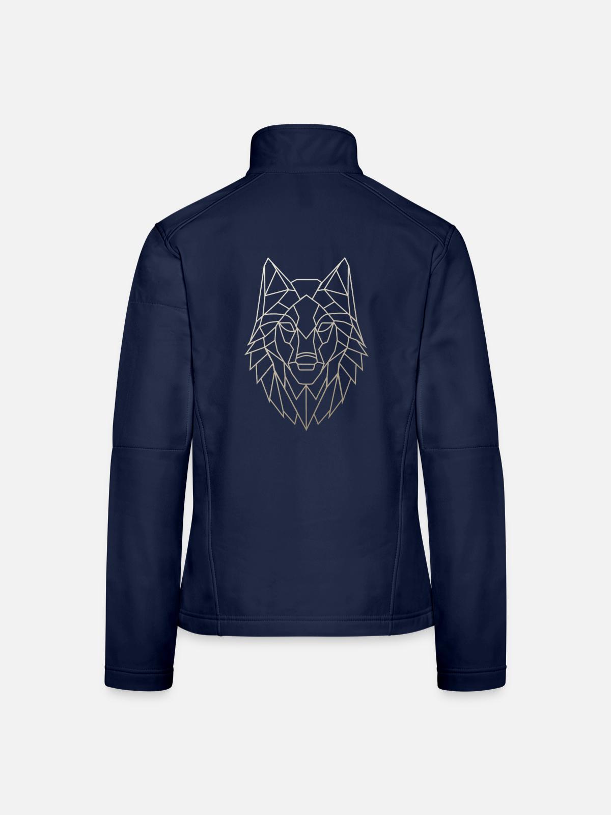 Geometrischer Wolfskopf - Frauen Softshelljacke - Navy - Hinten