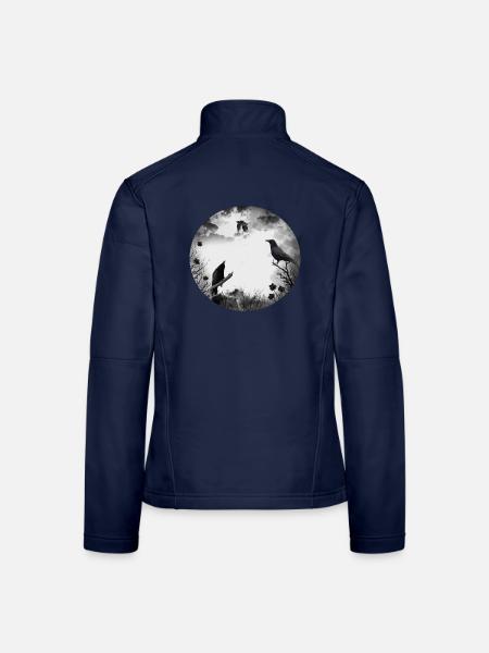 Gothik Krähen Raben - Frauen Softshelljacke - Navy - Hinten