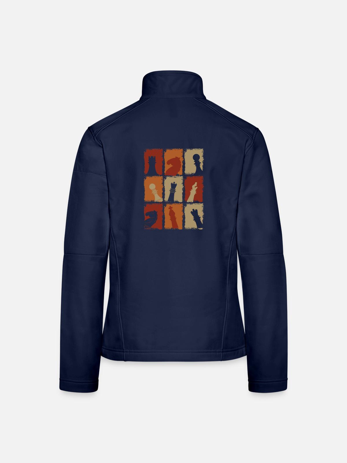 Schachfiguren Retro - Frauen Softshelljacke - Navy - Hinten