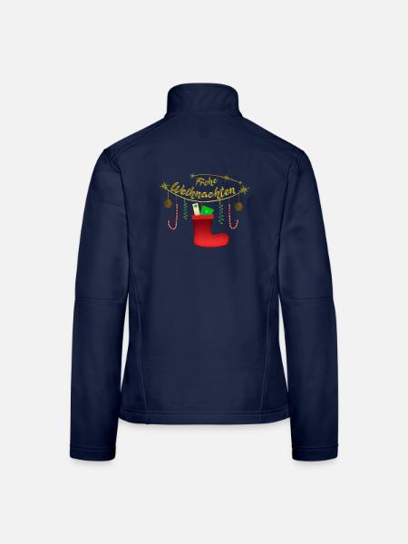 Frohe Weihnachten Candy Nikolausstiefel - Frauen Softshelljacke - Navy - Hinten