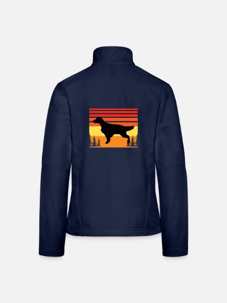 Englisch Setter Hundeliebhaber Silhouette Vintage Sonnenuntergang - Frauen Softshelljacke - Navy - Hinten