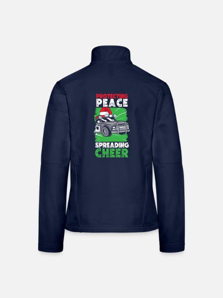Schutz des Friedens Freude verbreiten Polizei Weih - Frauen Softshelljacke - Navy - Hinten