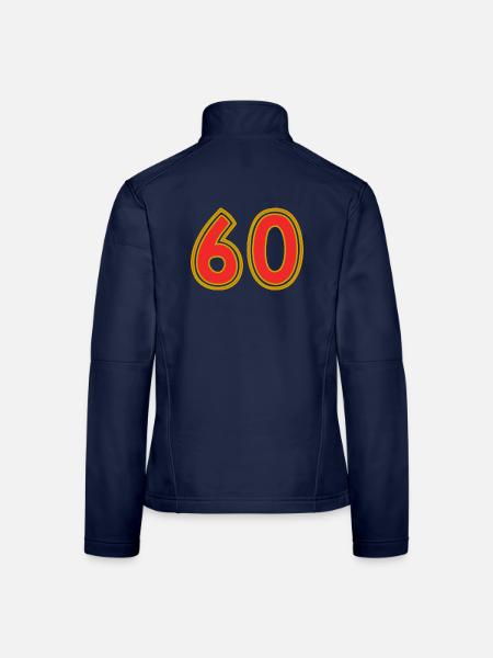 60. 60 ANS. 60e ANNIVERSAIRE. ANNIVERSAIRE 60 ANS. - Veste en tissu softshell Femme - bleu marine - Dos
