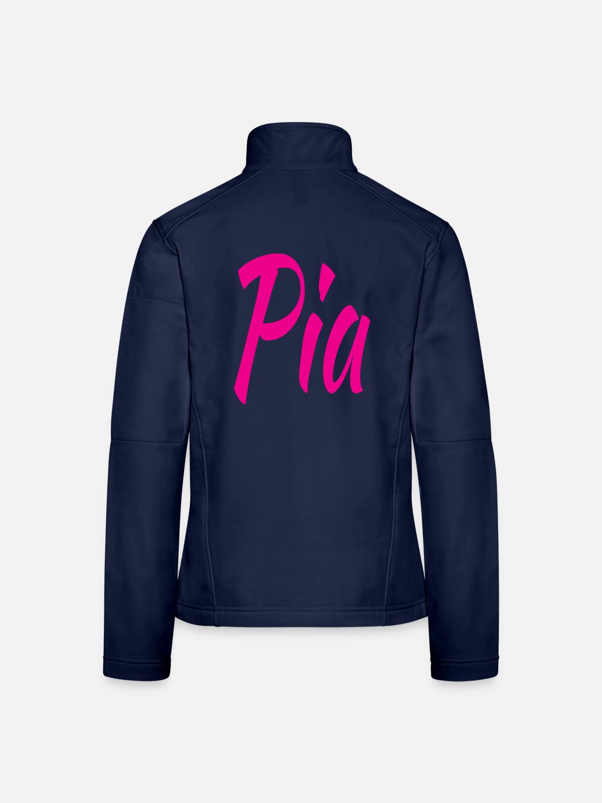 Pia Neon Script auf Schwarz - Frauen Softshelljacke - Navy - Hinten