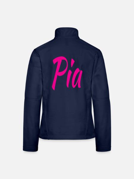 Pia Neon Script auf Schwarz - Frauen Softshelljacke - Navy - Hinten