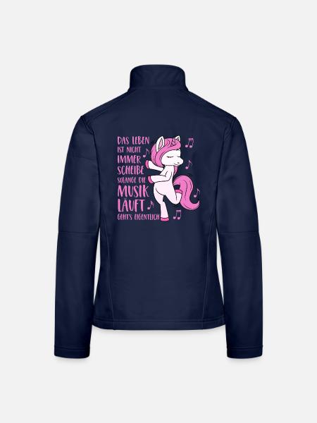 Musik Einhorn - Das Leben ist nicht immer Scheisse - Frauen Softshelljacke - Navy - Hinten
