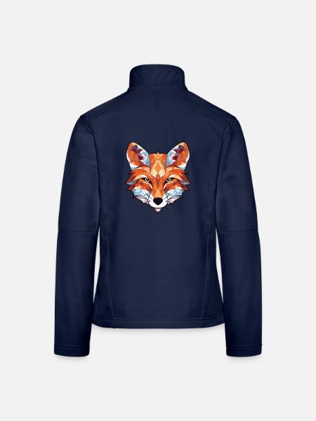 Fuchs buntes Aquarell Tier Haustier Illustration - Frauen Softshelljacke - Navy - Hinten