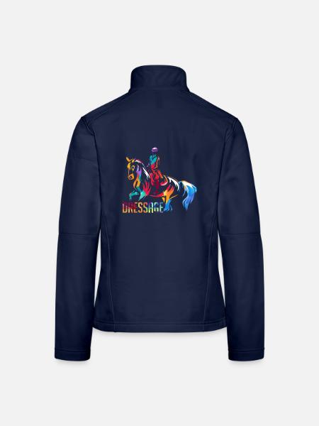 Konzentrierter Dressurreiter Turnier - Frauen Softshelljacke - Navy - Hinten