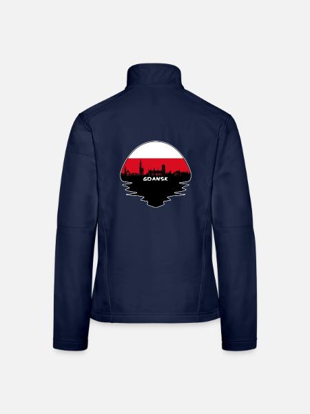 Danzig Polen Flagge Skyline Silhouette Reisen - Frauen Softshelljacke - Navy - Hinten