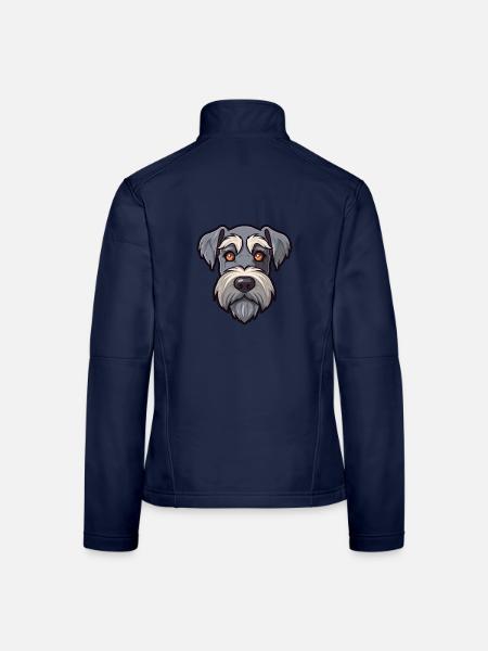 Standard Schnauzer Hunderasse Cartoon Kawaii Illust - Frauen Softshelljacke - Navy - Hinten
