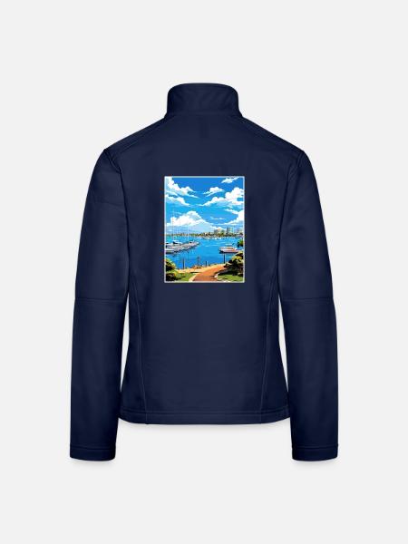 Darwin Australien Deko Vintage Reiseposter WPA - Frauen Softshelljacke - Navy - Hinten