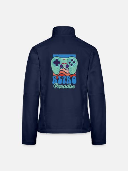 Retro Paradise Arcade Spiele Video Spiel Spiel Ner - Frauen Softshelljacke - Navy - Hinten