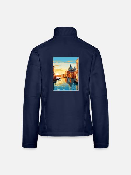 Venedig Italien Dekoration Markusplatz Souvenir - Frauen Softshelljacke - Navy - Hinten