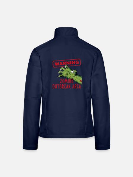 Warnung Zombie Outbreak Area Brain Eater - Frauen Softshelljacke - Navy - Hinten